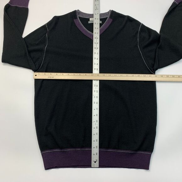 Clotherie Phoenix Wool Sweater Mens L Large Black/Purple V Neck Italian Merino - Picture 5 of 11